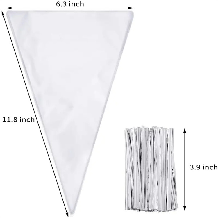 Bolsas transparentes de cono triangular de calidad alimentaria