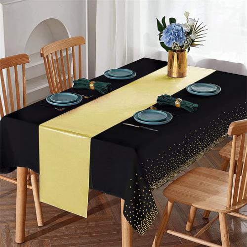 Disposable black polka dot tablecloth